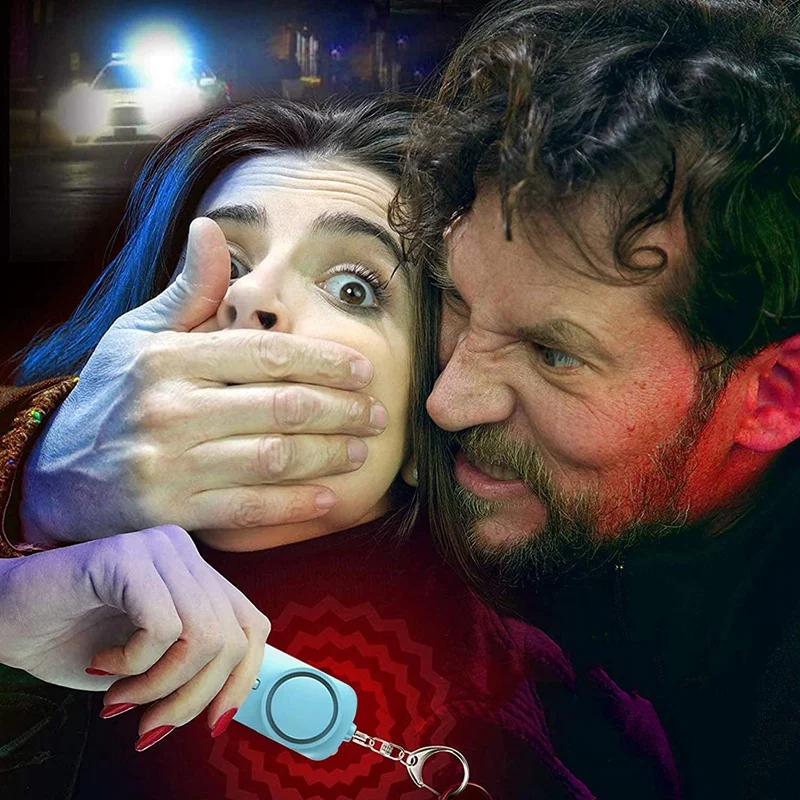 RISE-Safe 개인 알람 키체인 알람, LED 조명 포함, 여성, 어린이, 노인용 비상 안전 경보, 파란색 및 핑크, 130DB