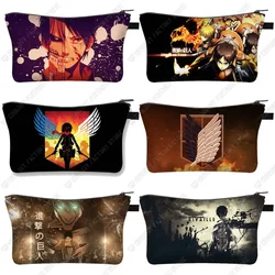 Anime Attack on Titan Cosmetic Bag Women Makeup Bags Levi Mikasa Eren Ladies Cosmetic Cases Jewelry Organizer