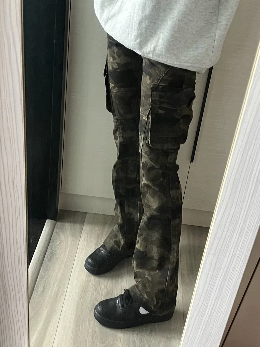 

URKR Узкие камуфляжные рабочие брюки в стиле High Street, длинные брюки, модные повседневные брюки унисекс с низкой посадкой, хлопок