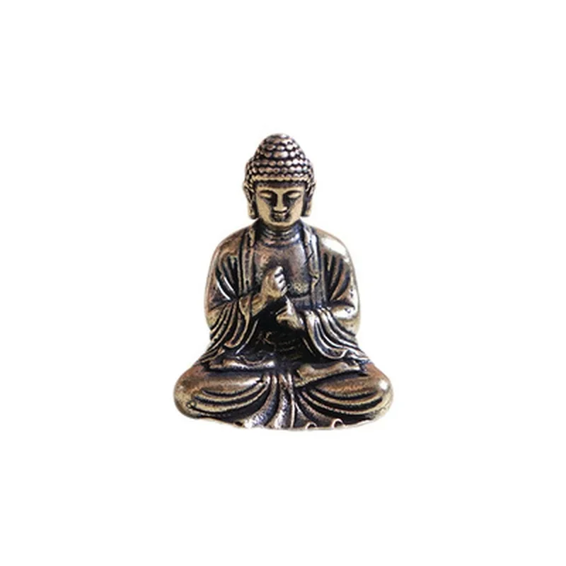 Mini tragbare Vintage Messing Buddha Statue Tasche sitzende Buddha Figur Skulptur Home Office Schreibtisch dekorative Ornament