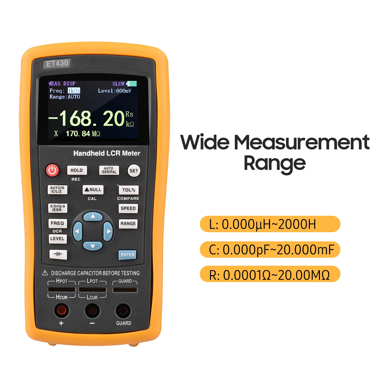 2.5-inch LCD Digital Handheld 100kHz LCR Meter LCR Multimeter Tester for Inductance Capacitance Resistance Measuring 0.6 Vrms