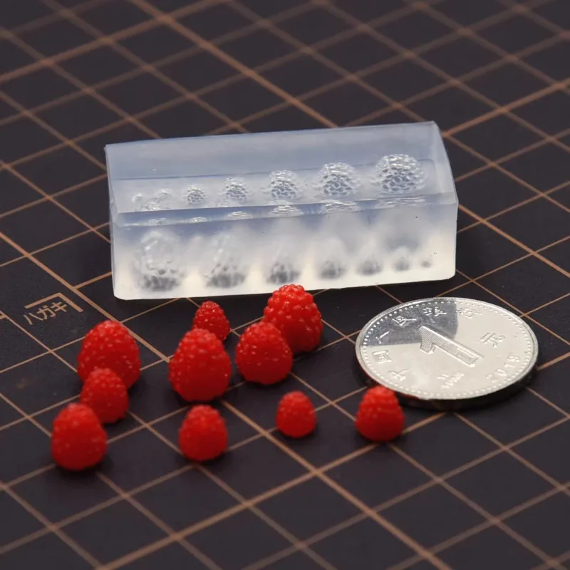Polymer Clay Mini Raspberry Silicone Mold BJD Doll House Food Toy DIY Fasting Raspberry Silicone Molds Polymer Clay Tool view 3