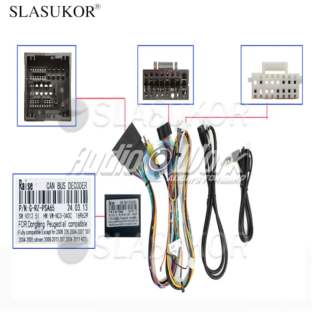 

16-контактный автомобильный радиокабель для PEUGEOT 4008 2017-2019, кабель Canbus, провод питания, кабель для автомобиля Android