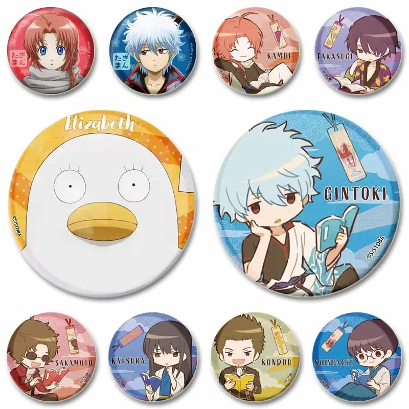 

Japan Anime GinTaMa Role Enamel Pin Sakata Gintoki Kagura Hijikata Round Brooch Cartoon Cosplay Badge Accessory Gifts for Friend
