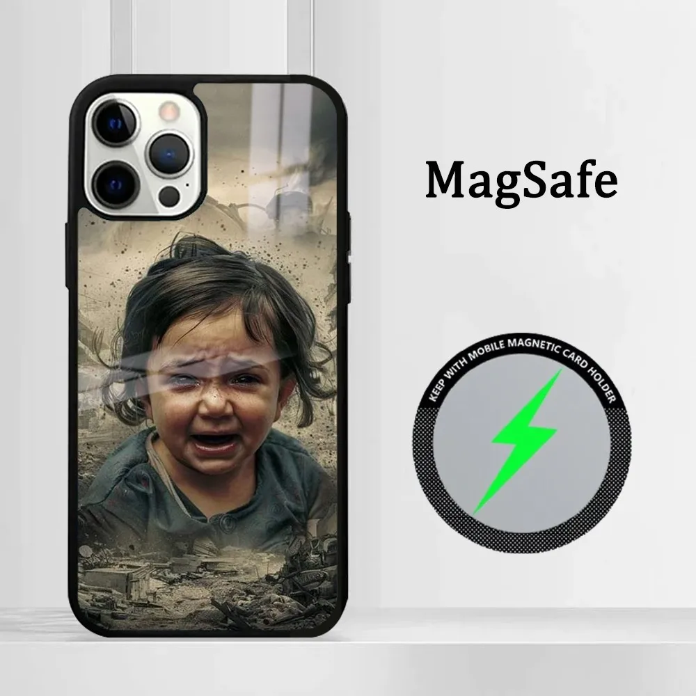 Child's Gaze Of Destruction Gaza Phone Case For IPhone 16 15 14 13 12 11 Pro Max Plus Mini Magsafe Mirror Wireless Magnetic Cove