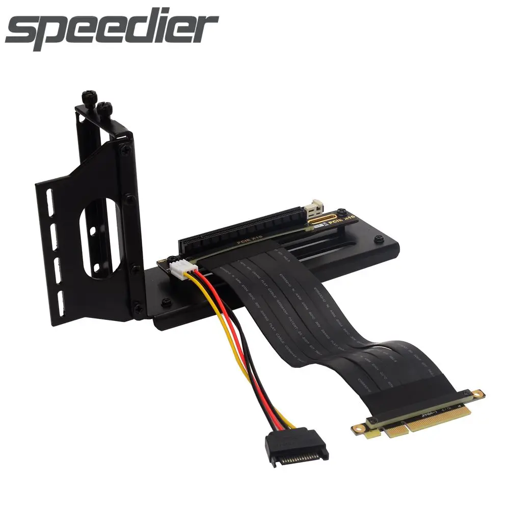 High Quality PCI Express x8 to x16 Slot Riser Cable Full Speed PCI-E 8x to 16x 3.0 Extension Cable with Vertical Bracket for GPU