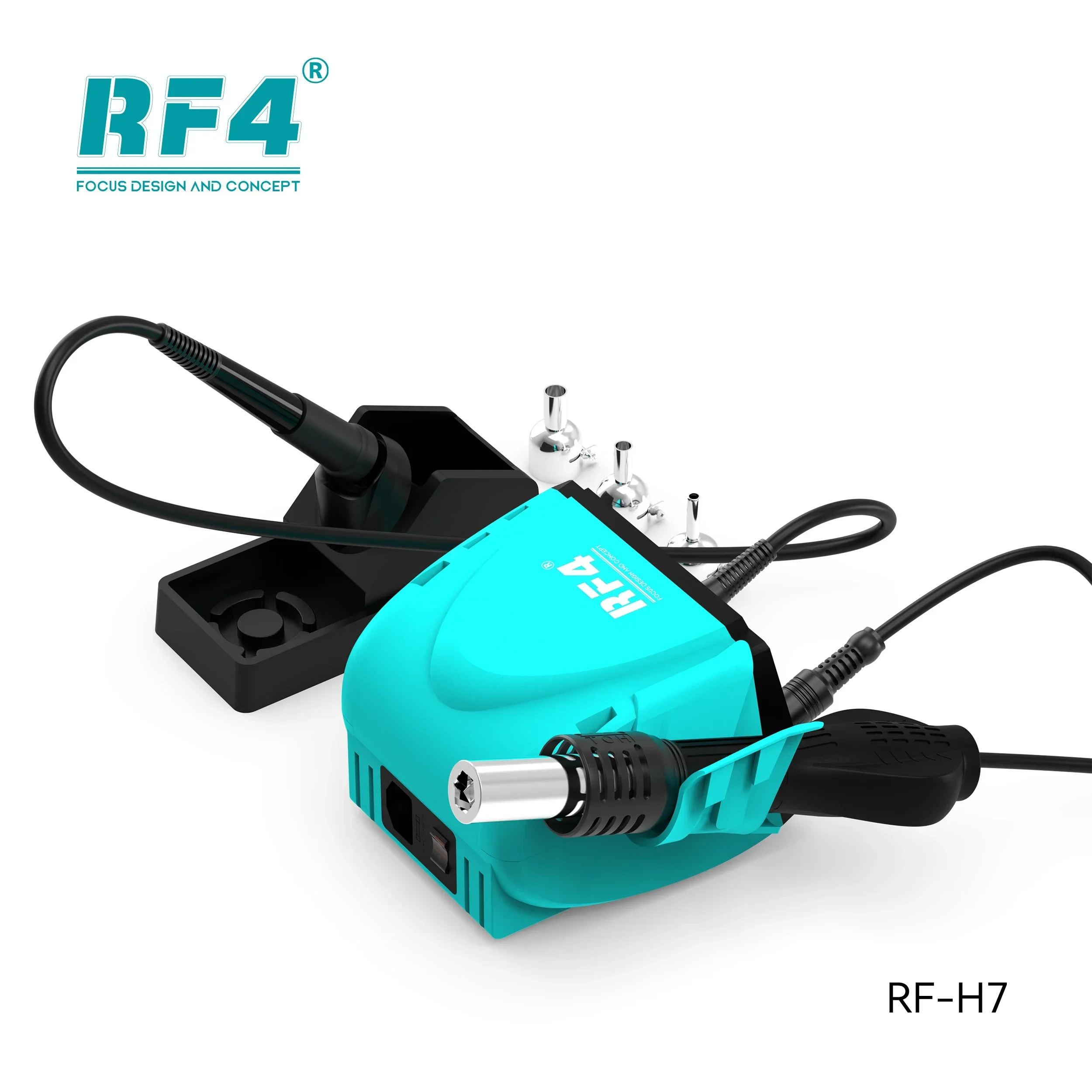 RF4 RF-H7 2 IN 1 Hot Air Welding Table Electric Soldering Iron Station 600W with Nozzles Intelligent Sleep Function 100-500℃