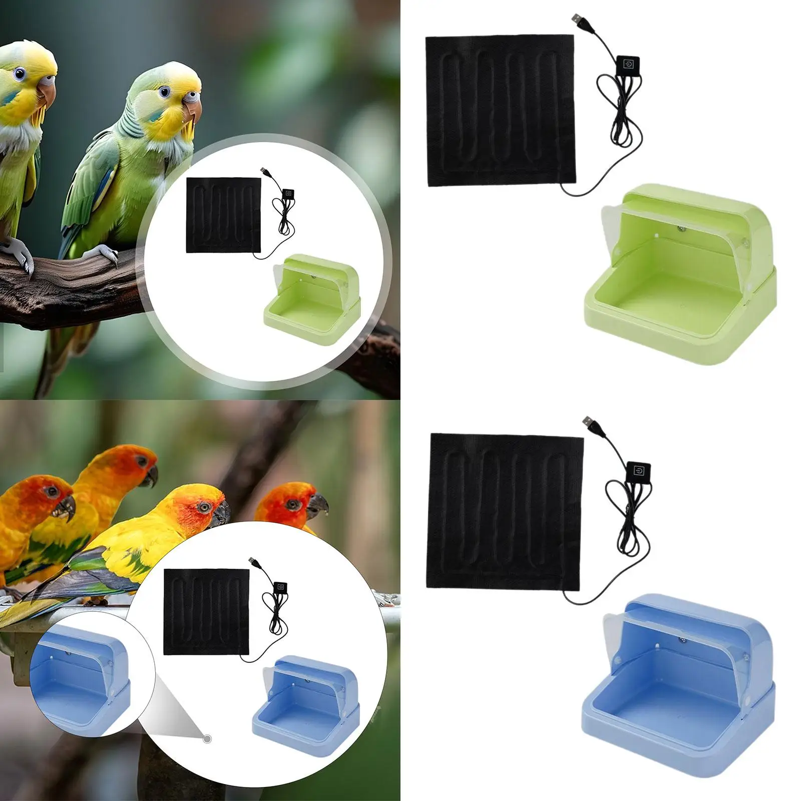 Incubator Brooding Box with Adjustable Heating Pad Visual Nesting Bird Brooder Cage Warmer for Small Parrots and Ducklings