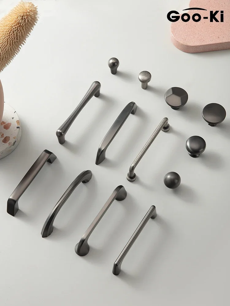 

Modern Carpathian Gray Brushed Cabinet Knob Kitchen Door Handles Cupboard Door Handle Appliance Pull for Furniture Hardware
