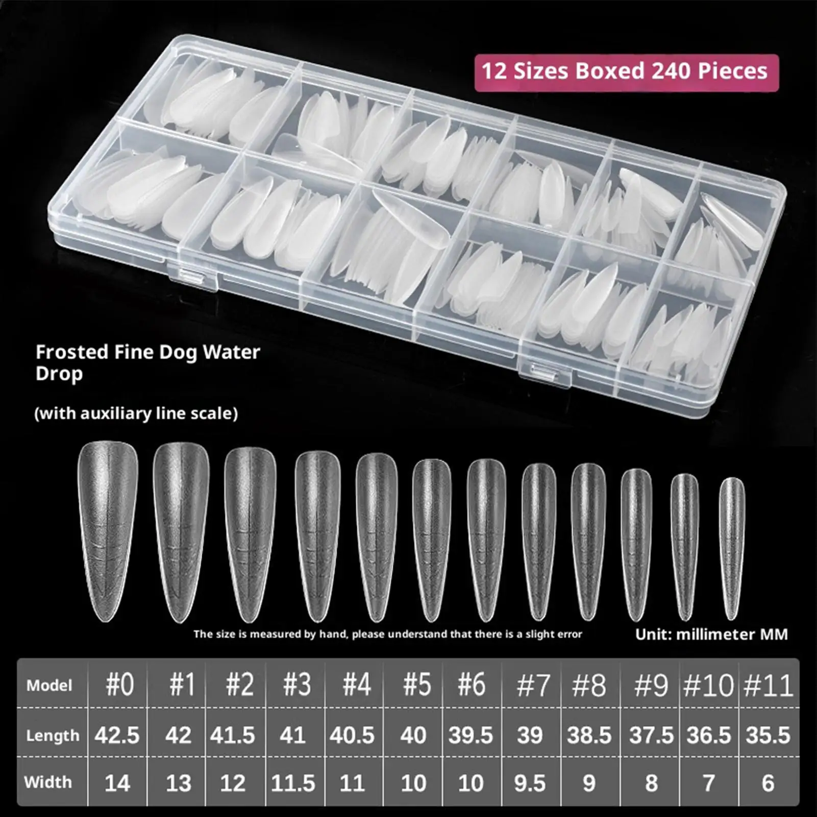 240개 연장 네일 폼 아크릴 네일 탑 폼 클리어 풀 커버 네일 연장 탑 폼 아크릴 네일 팁 매니큐어 도구