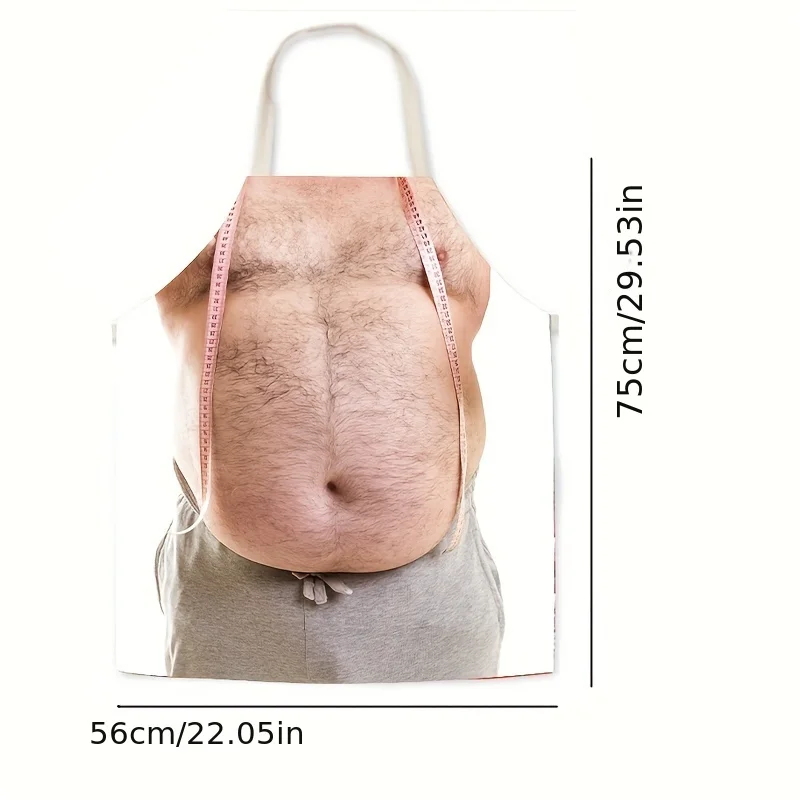 Funny Realistic Belly Apron | Ideal for Cooking & Pranks, Unique Design for Men, Great Gift for Dad and Friends