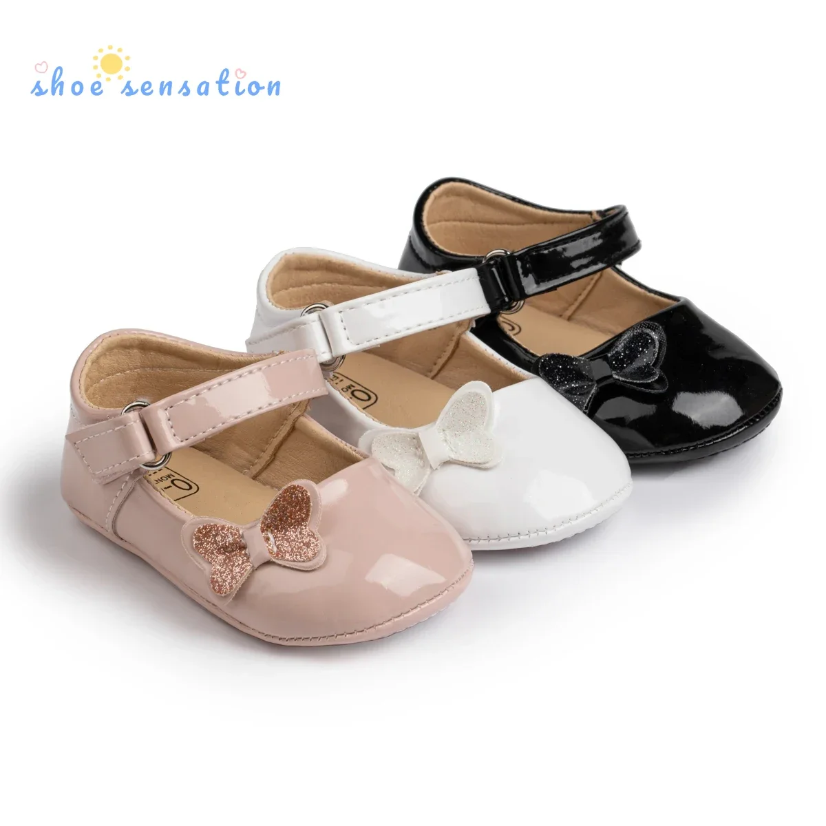 

Meckior Baby Girl Shoes Newborn PU Leather Bowknot Dress Infants Shoes Rubber Non-Slip Toddler First Walker Baby Shoes Girls