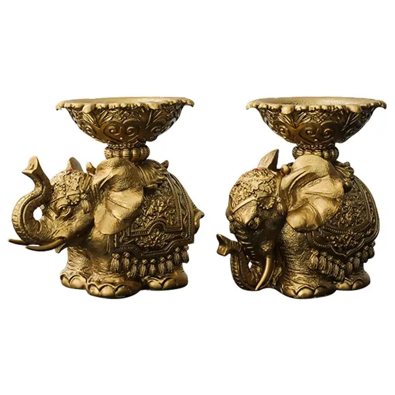 

Candle Holder 2pcs Animal Candlestick Holder Golden Resin Elephant Animal Sculpture Decorative Candle Stand For Bar Wedding Stud