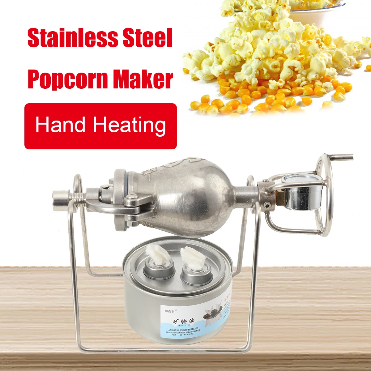 Mini máquina de palomitas de maíz de acero inoxidable para el hogar, amplificador de cereales de explosión, manivela manual pequeña para el hogar, 100ML