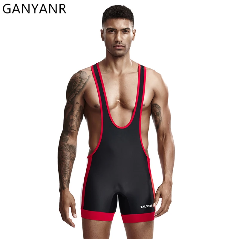 GANYANR Tracksuit Men Sports Set Boxing Suit Sweatsuit Sportwear Wrestling Singlet Weight Training Outfit Clothing Power Lifting