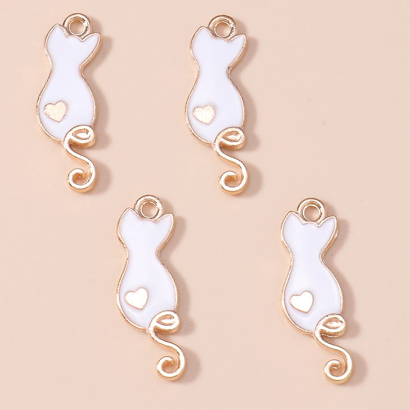 20 Stück 8x25mm Cartoon Emaille Tier Katzen Charms Anhänger zum Basteln von Ohrhängern, Halsketten, Armbändern, DIY-Handwerk und Schmuckzubehör – Detail 8