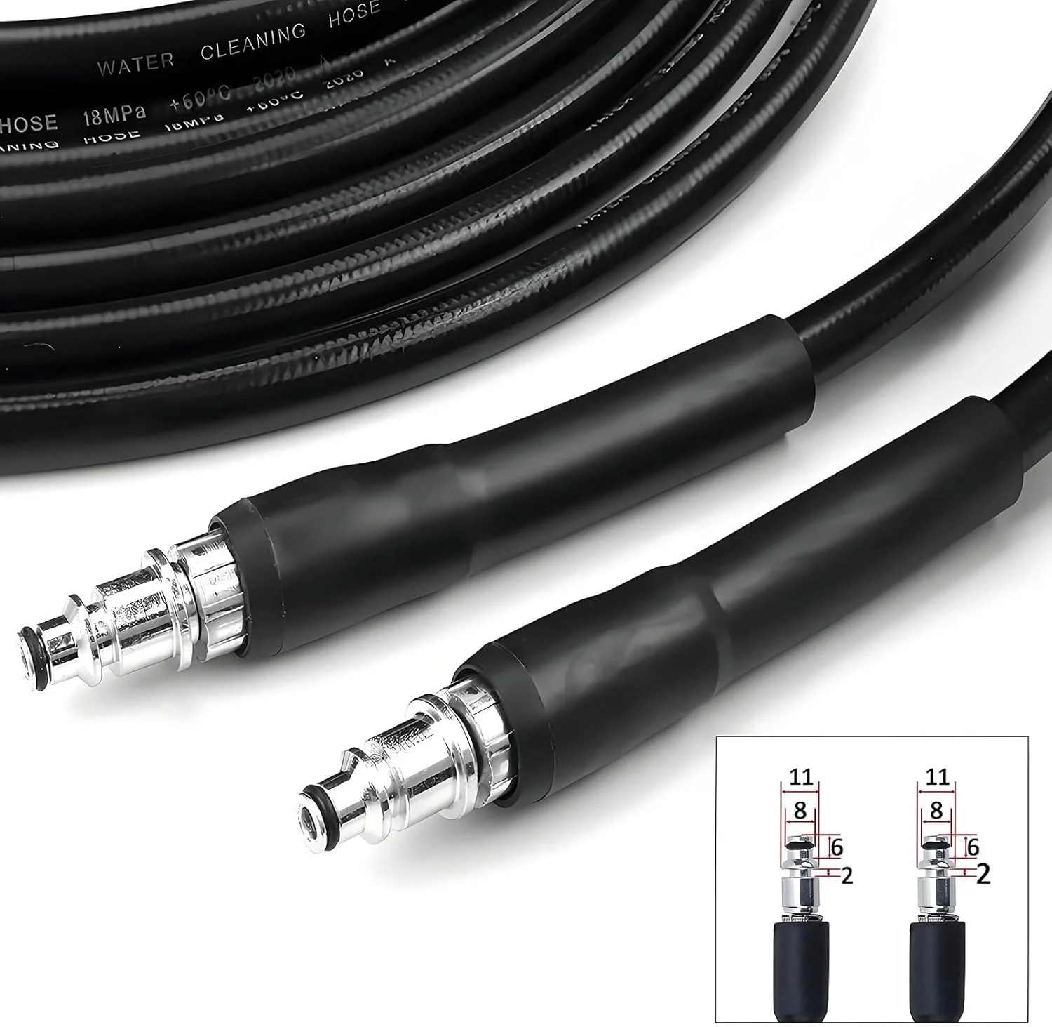 6-15m High Pressure Washer Hose for Bosch, 2320 PSI Heavy Duty Rubber Kink-Resistant Extension Pipe with Quick Connect