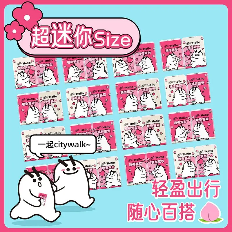 Cute Anime Handkerchief Paper Towels 4 Layers Thickened Love Print Napkins Portable Small Packs of Facial Tissues 48 Packs