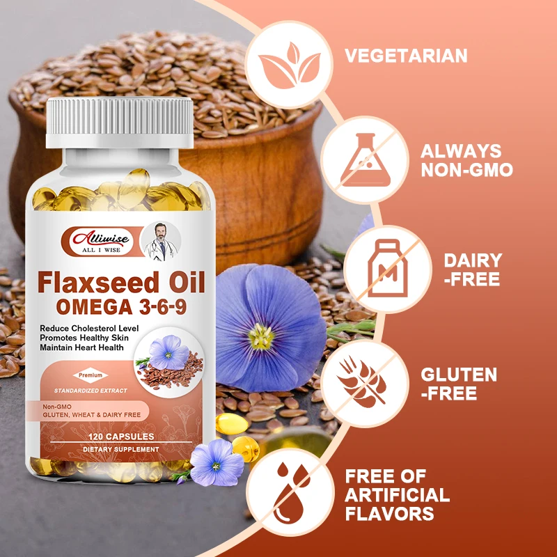 Alliwise Organic Flaxseed Oil Capsules-1000mg Premium from Flax Seeds- Increased Immunity Energy Healthy