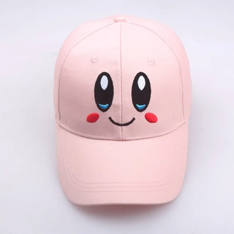 Anime Pink Kirbys Baseball Cap Girl Kawaii Smiling Face Embroidered Sunshade Hat Funny Hat Birthday Gifts Party