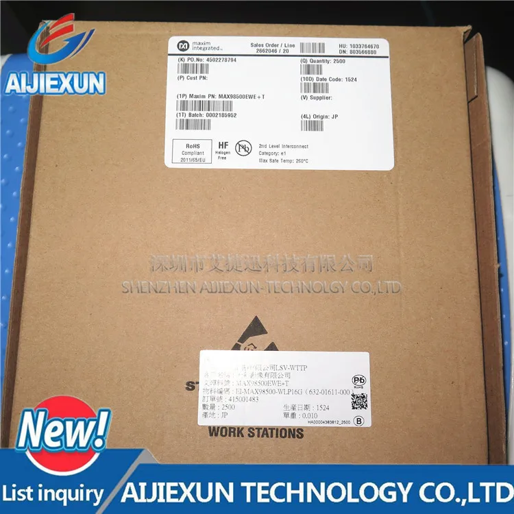 

10Pcs MAX98500EWE Boosted 2.2W Class D Amplifier with Automatic Level Control WLP-16 New and original