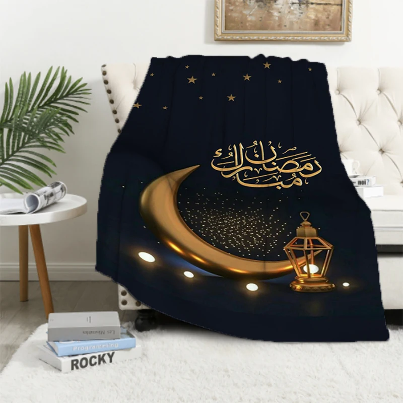 

1 PC Ramadan Decoration 2025 Throw Nap Blanket Fluffy Plaid Blankets for Decorative Sofa Catnap Downy Luxury Designer Bedding