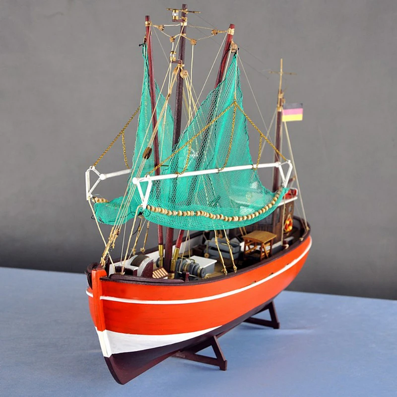 1/48 PELLWORM Fishing Boat Model Wooden Kit DIY Assembly Sailboat Decoration Kit Gift Box Gift