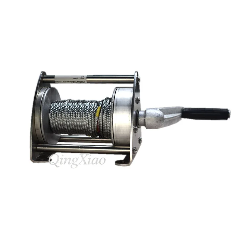 Stainless Steel Two Speed Hand Crank Capstan Compact Ultra Silent Manual Winch Free Spool Quick Rewind Lifting And Traction Work