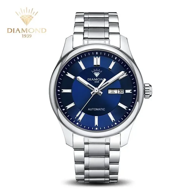 Timekeeping WatchShanghai Diamond Watch Men's Mechanical Watch High-end Waterproof Double Calendar S104 Genuine National Watch
