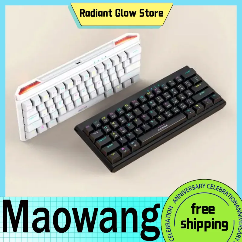 

Maowang Mechanical Keyboard 3Mode USB/2.4G/Bluetooth Wireless Keyboards 61key Hot Swap Rgb Backlight Gaming Keyboard Office Gift