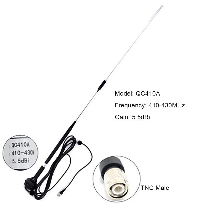 

QC410A Radio Transmitting 410-430MHz 5.5dBi Gain RTK Whip Surveying and Mapping Antenna TNC Connector for Trimble