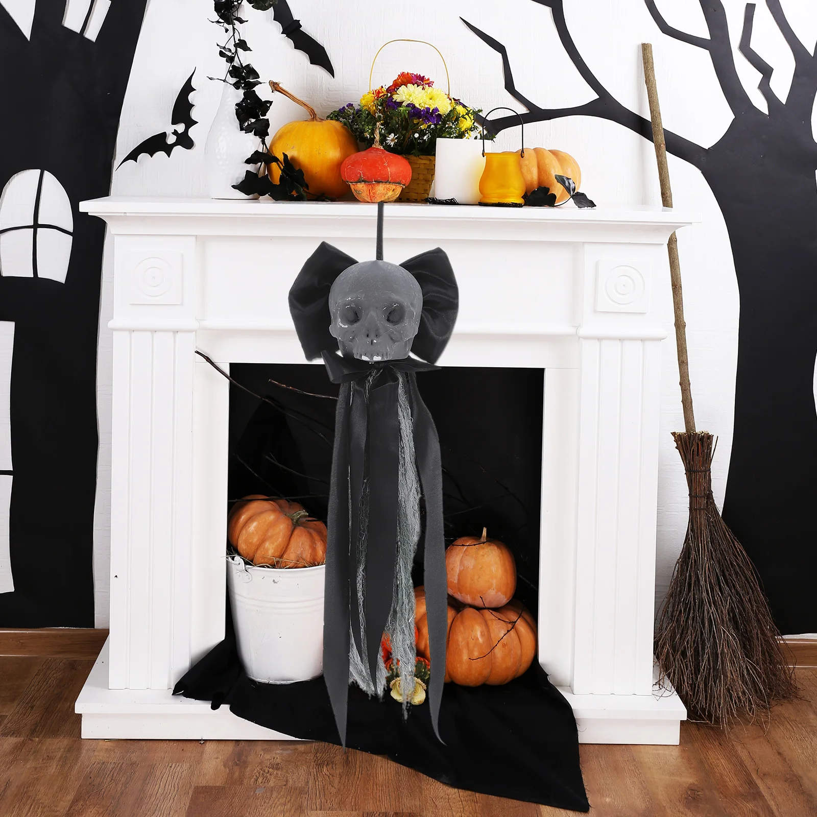 

Decoration Door Hanging Halloween Skull Entryway Decorations Dark Topper Ghostly Black