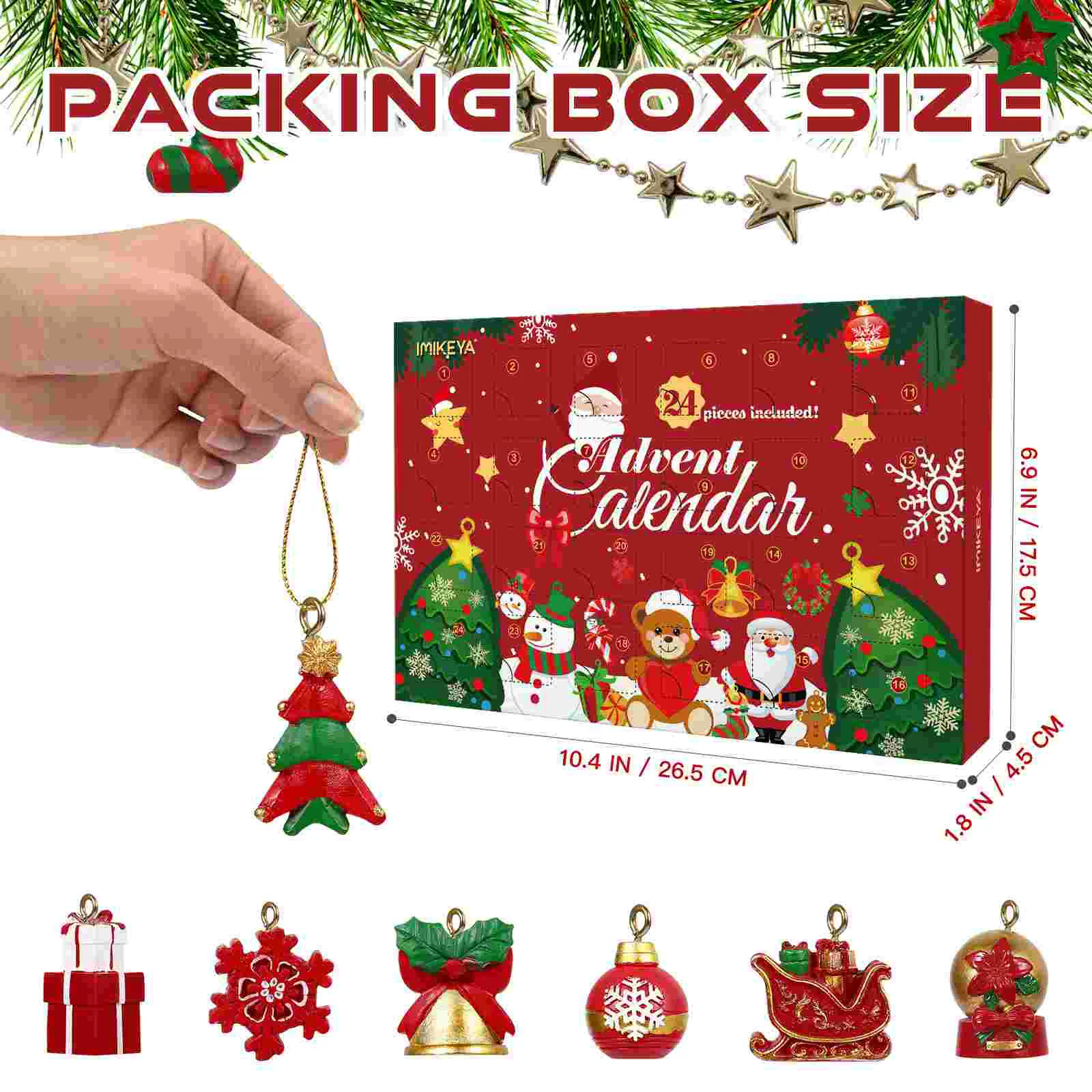 24-piece Set of Christmas Ornaments Kids Advent Calendars Pendant Charms Tree Decorations Hanging