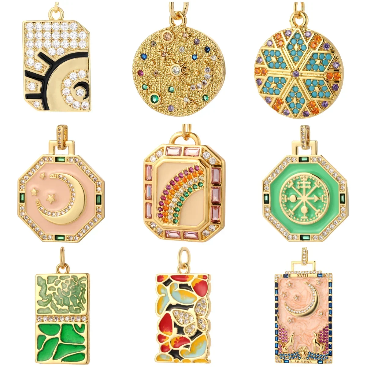 Enamel Painting Moon Star Charms for Jewelry Making Supplies Golden Pendant Diy Earring Bracelet Necklace Charms Accessories