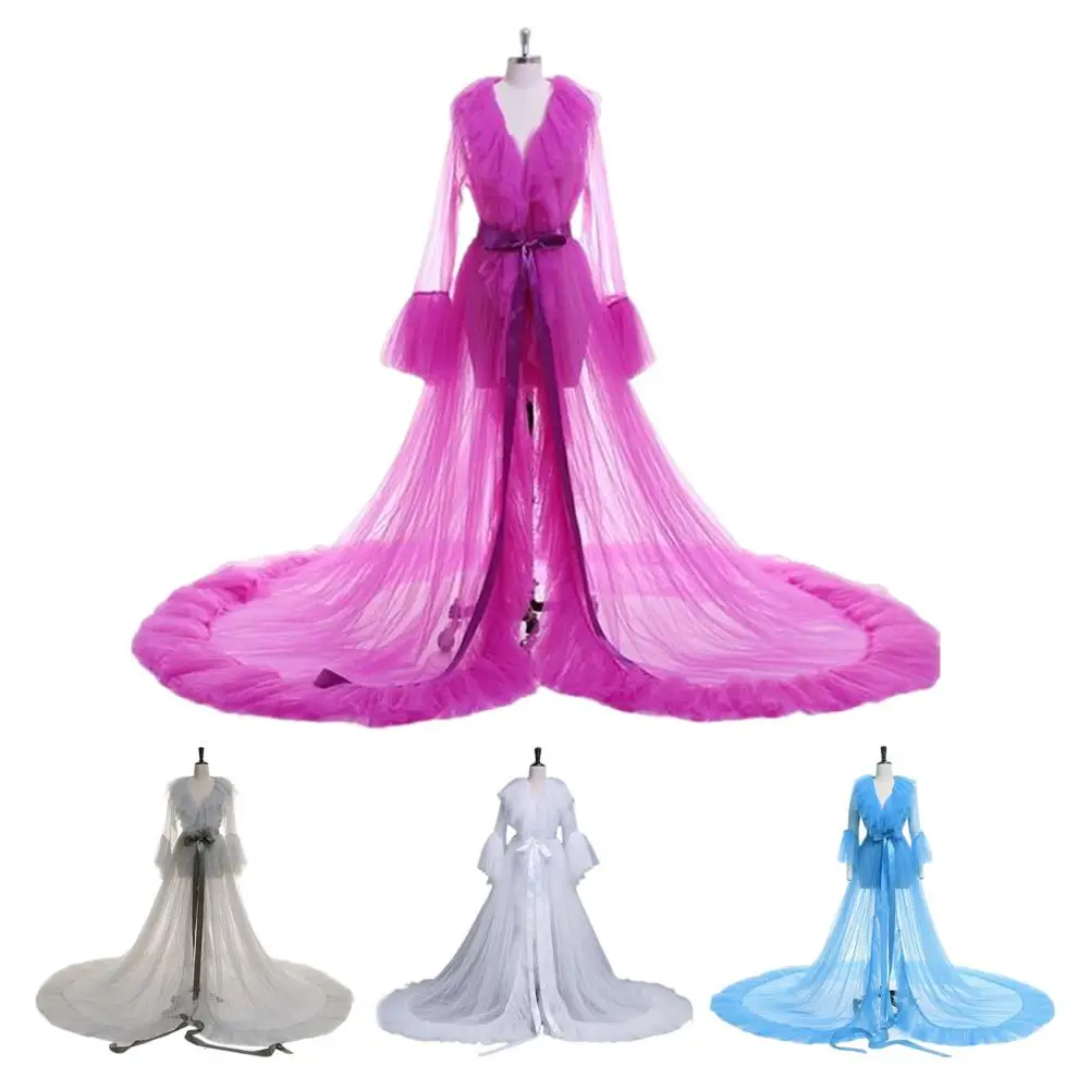 فستان زفاف نسائي أنيق من الدانتيل بأكمام شبكية ، تفاصيل خصر القوس ، العروس ، الزفاف ، الليل ، شهر العسل ، الحفلات