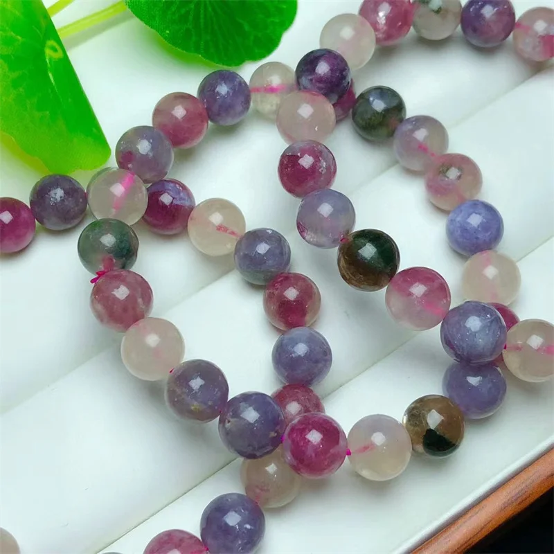 Natural Plum Tourmaline Bracelet Hand Platoon Bangle Crystal Healing Stone Fashion Jewelry Gift 1pcs 9/8mm