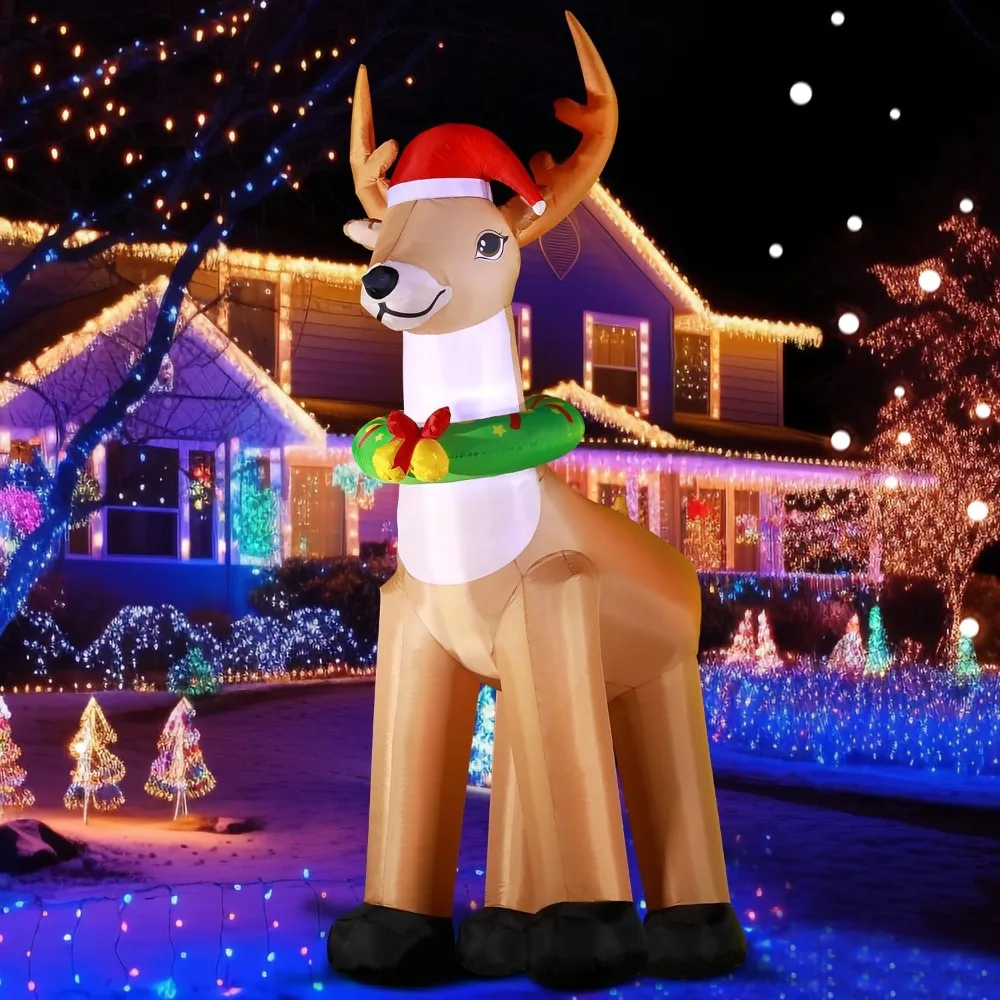 

12 FT Huge Christmas Inflatable Reindeer Outdoor Decoration, LED Lights Holiday Blow Up Yard Decoration for Holiday Party