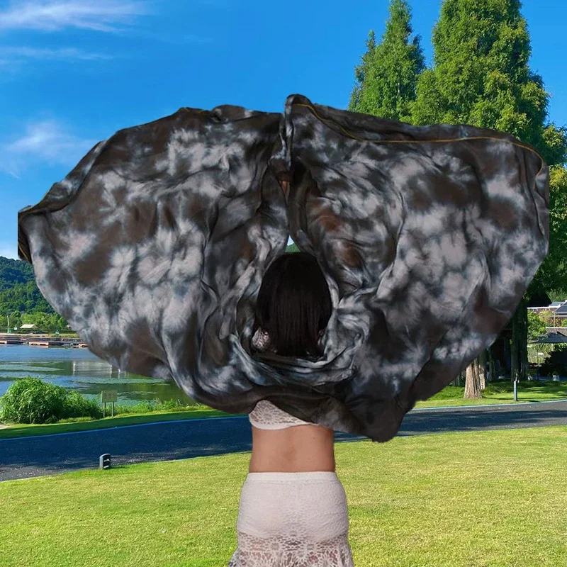 100% الحرير أداء الرقص التعادل صبغ اللون ضوء الملمس الحجاب شالات الرقص الشرقي الحجاب النساء وشاح ازياء اكسسوارات 250 سنتيمتر x 114