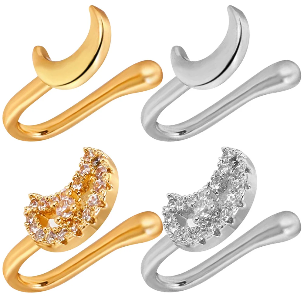 4 قطعة غير ثقب القمر الأنف خواتم الأصفاد مادة سبيكة لا ألم ارتداء مريح كليب على الأنف مجوهرات لافتة للنظر