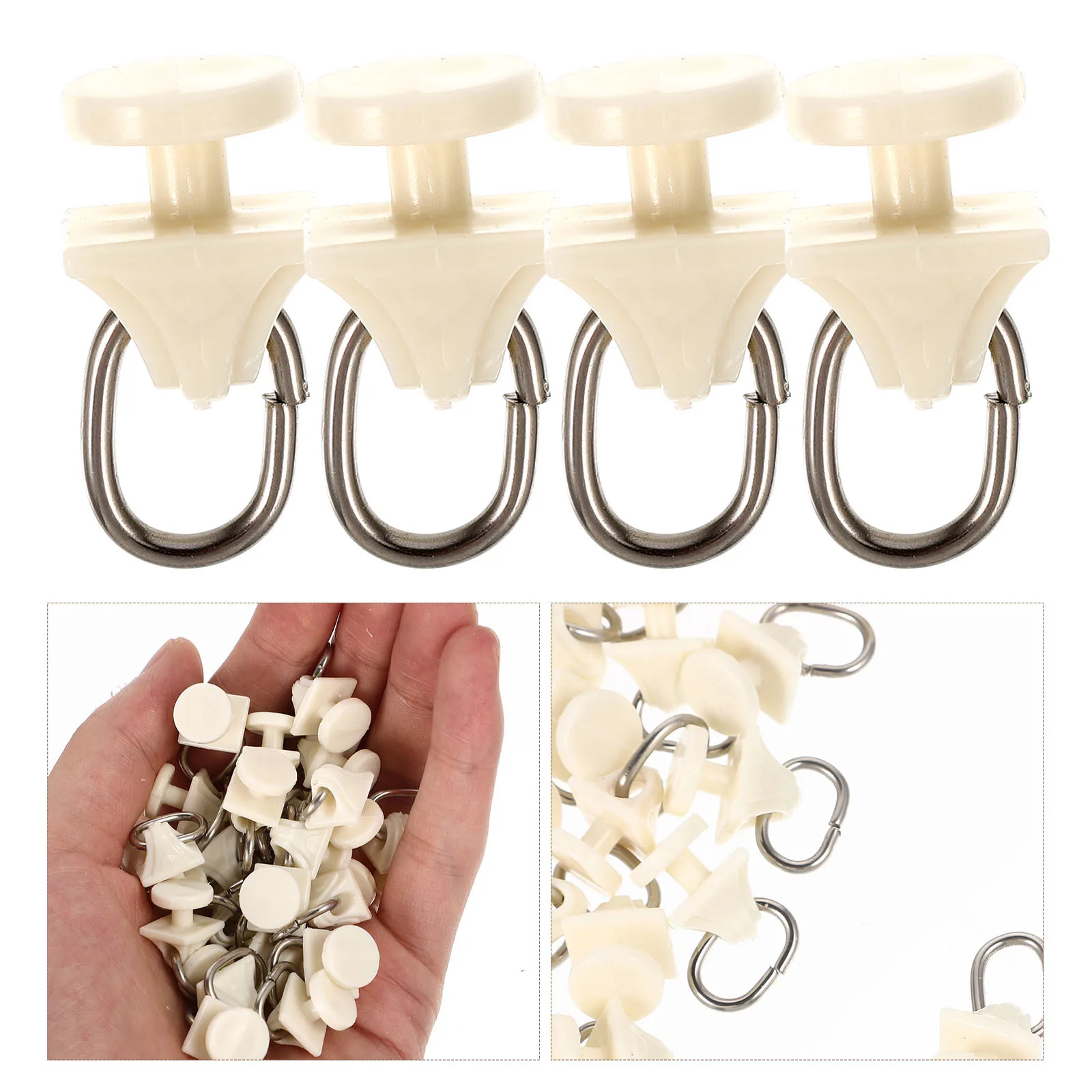 

100 pcs Mute Rod Rollers Plastic Curtain Rail Track Wheels For Bedroom Bathroom Smooth Glide Slider Hooks Curtain