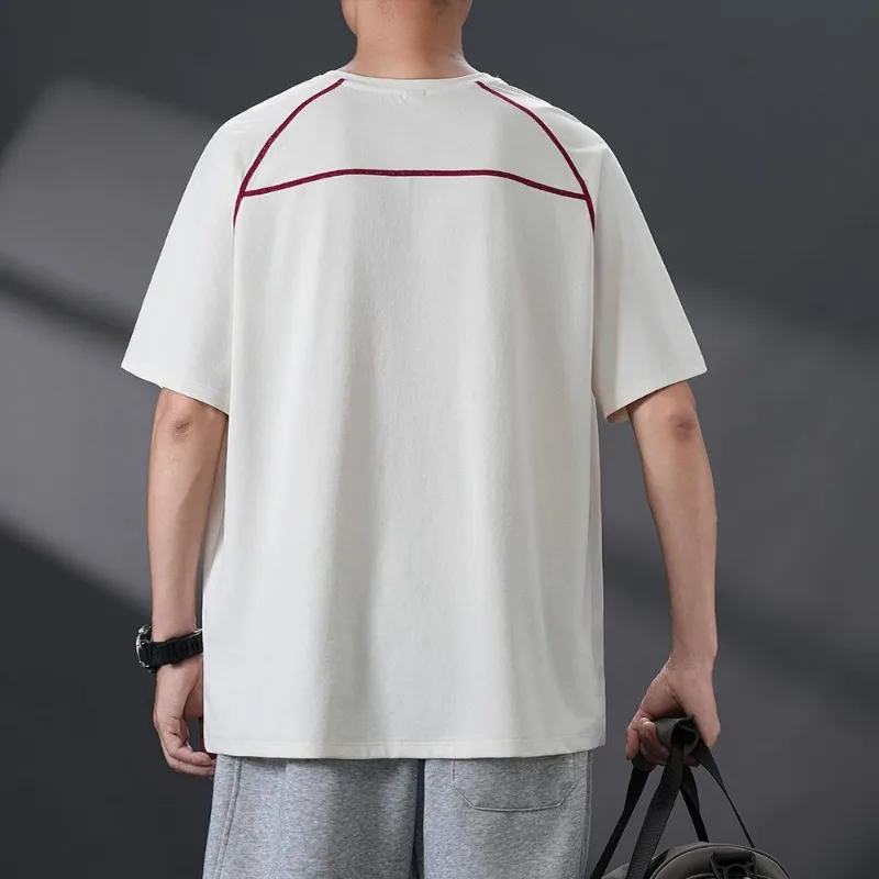 Mens Summer Thin Ice Feel Stretch Silk T Shirt Casual Versatile Basic Top Breathable Quick Dry Activewear