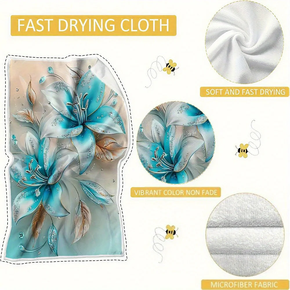 2-Pack Blue and White Towel Set - Soft Absorbent Quick-Drying Modern Hand Towel