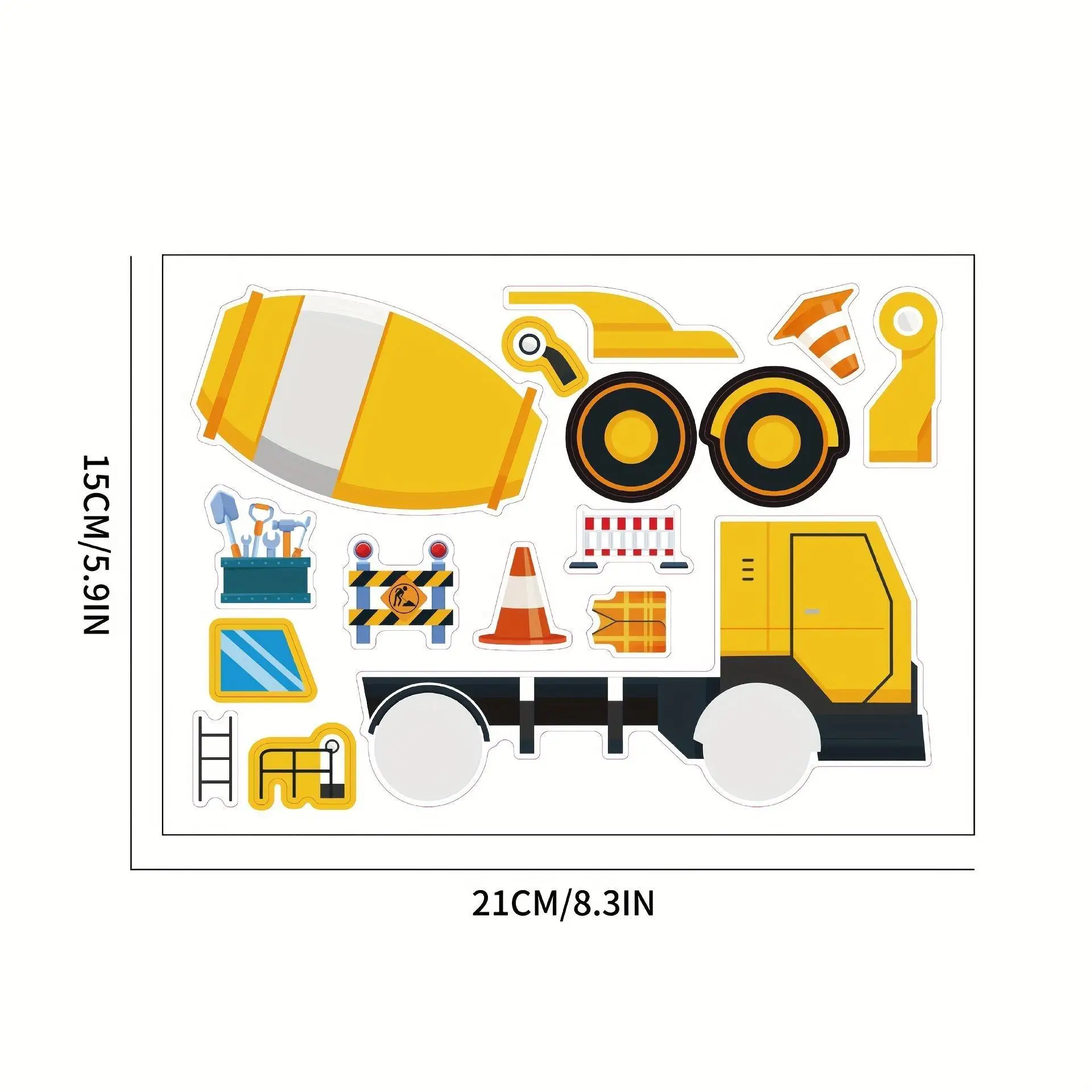 8/16pcs Construction Vehicle Puzzle Stickers Excavator Crane Mixer Truck Stickers DIY Dress Up Stickers,Gift Bag Fillers