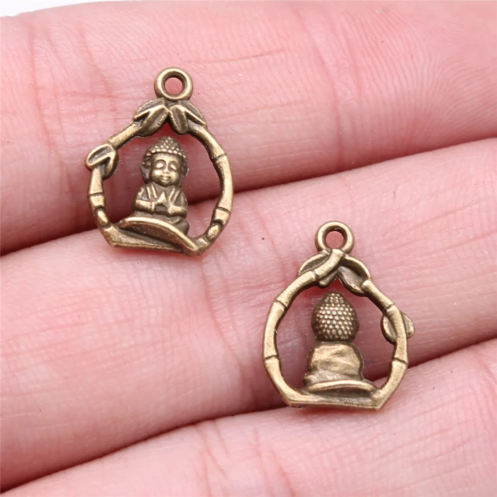 IFOCUS 10pcs/Lot Buddha Charms For DIY Jewelry Making Zinc Alloy 16x12mm/0.63x0.47inch