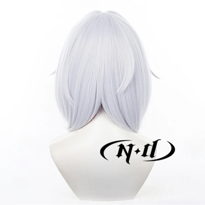 Pelucas de Cosplay ND Honkai Star Rail, pelucas de pelo medio plateadas con topacio, sintéticas resistentes al calor para fiesta de juegos Comic Con Coser