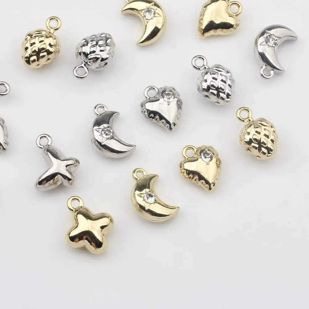 Zinc Alloy Charms Mini 3D Star Moon Heart Strawberry Charms 10pcs For DIY Charms Jewelry Making Bulk Wholesale Nickel Free