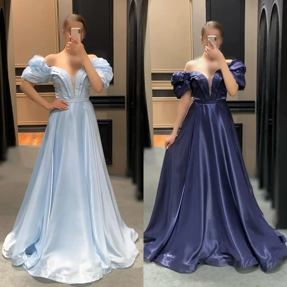 Customized Matching Pleat A-line Off-the-shoulder Long Dresses Bespoke Occasion Dresses Classic Exquisite Modern Style Pastrol U