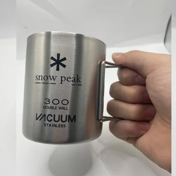 스노우 피크용 일본 컵, 야외 캠핑 접이식 커피 컵, 스테인레스 스틸, 이중 절연, 300ml