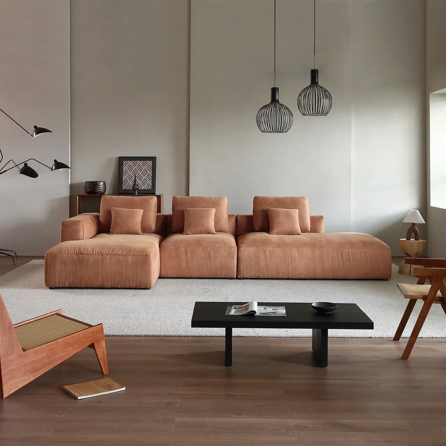 

y New Trend Classic Leathaire Fabric L Shape Sofa Leisure Nordic Minimalist Sectional Modern Sofa