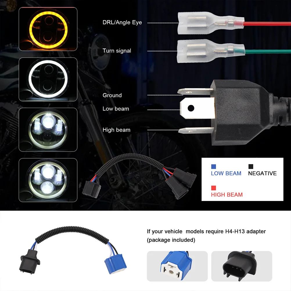 

1Pcs Motorcycle Headlight 5.75 Inch 6 Lamp Beads Round Angel Eye Waterproof IP67 Energy Saving High LED Motorbike Headlamp